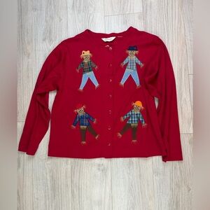 Bechamel Women’s Red Scarecrow Embroidered Cardigan Grannycore Size Large